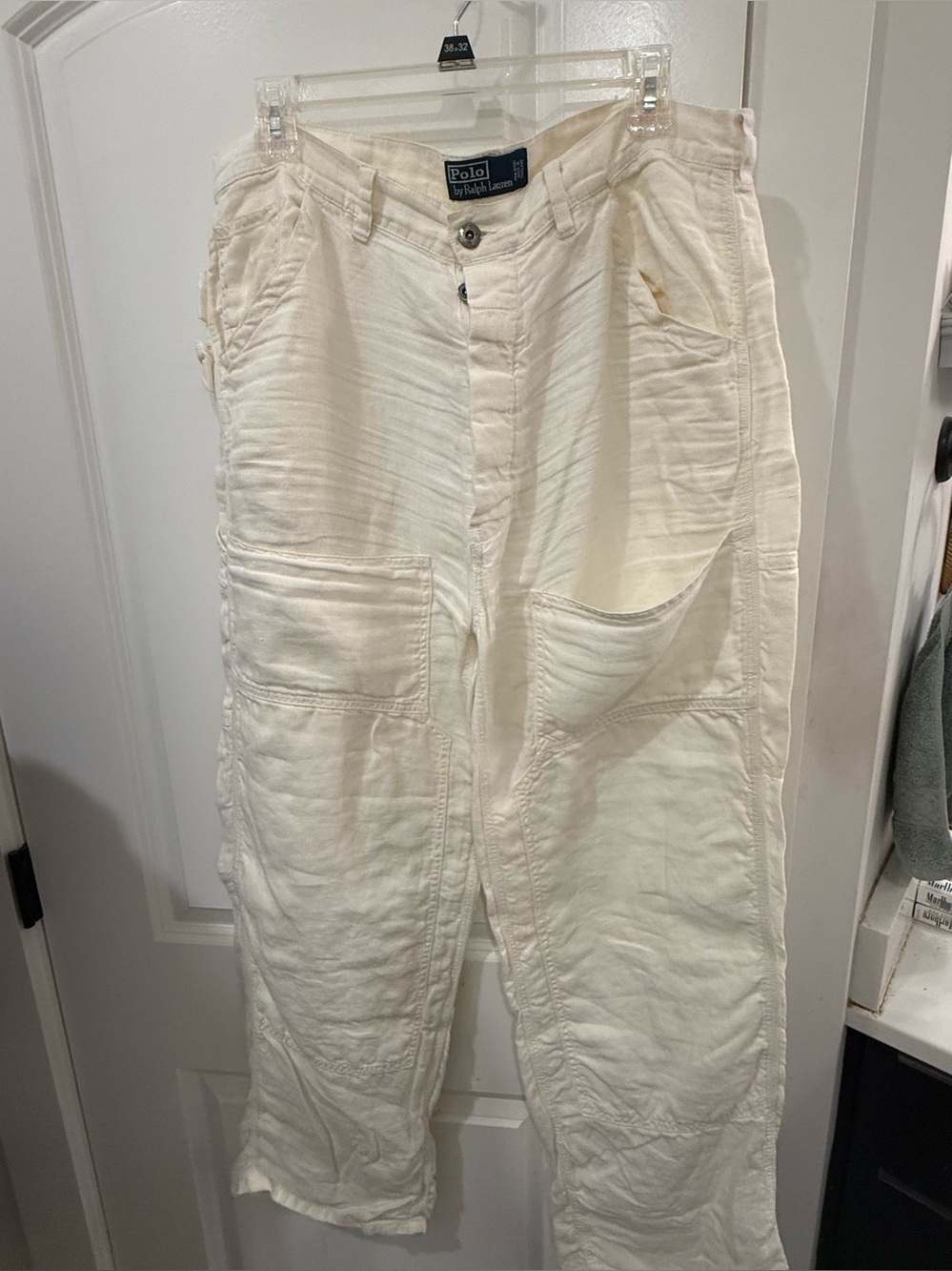 Polo by Ralph Lauren white linen Button-Fly painter pants - Picture 2 of 10